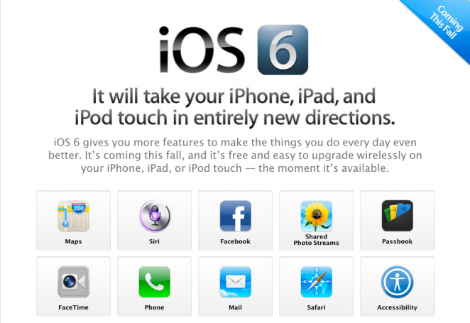 iOS 6 info page